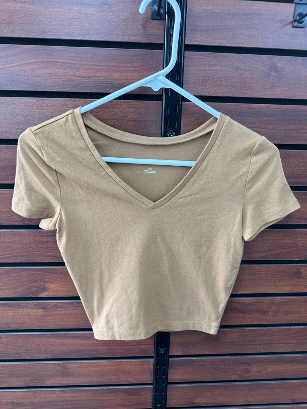 wild fable V-Neck Short Sleeve Crop Top - Tan